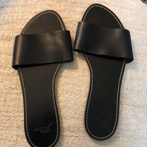 J Crew black made in Italy flat slides, sandals, size 8
